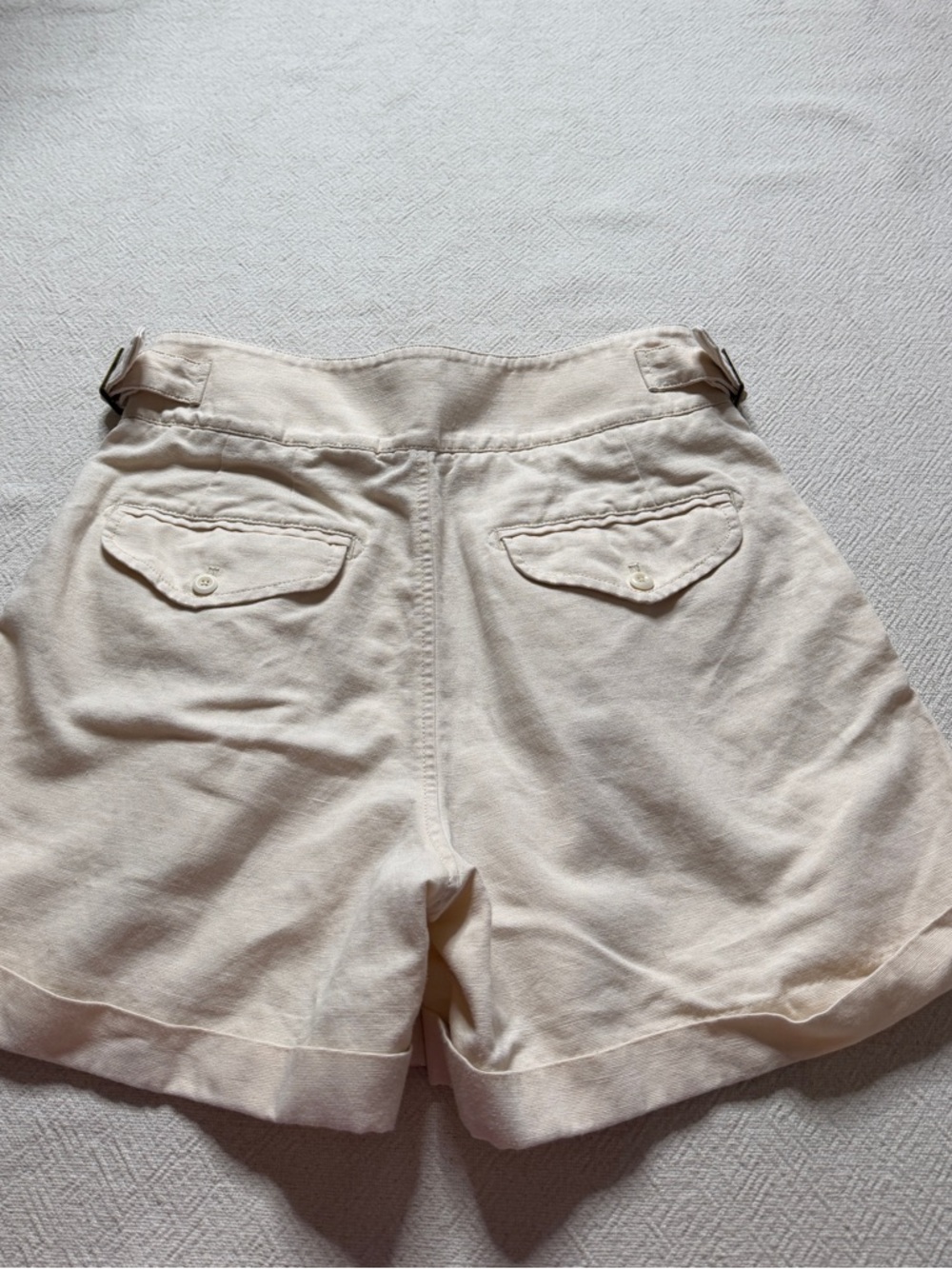 Banana Republic Linen Blend Safari Light Beige Shorts 8 Summer Side Buckles - Picture 10 of 12